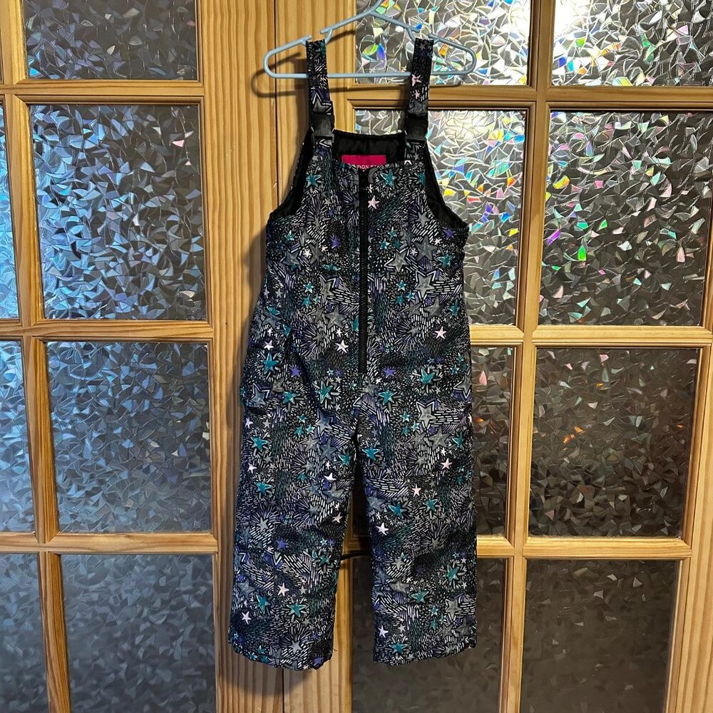 London Fog Toddlers 4T Snow Pants Bibs Stars Adjustable Straps Buckle Zipper